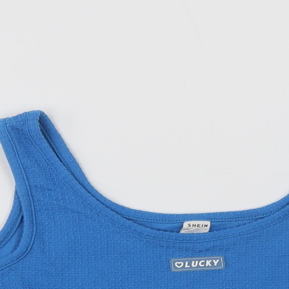 SheIn Girls Blue  Polyester Cropped Tank Size 11-12 Years Scoop Neck  - Lucky