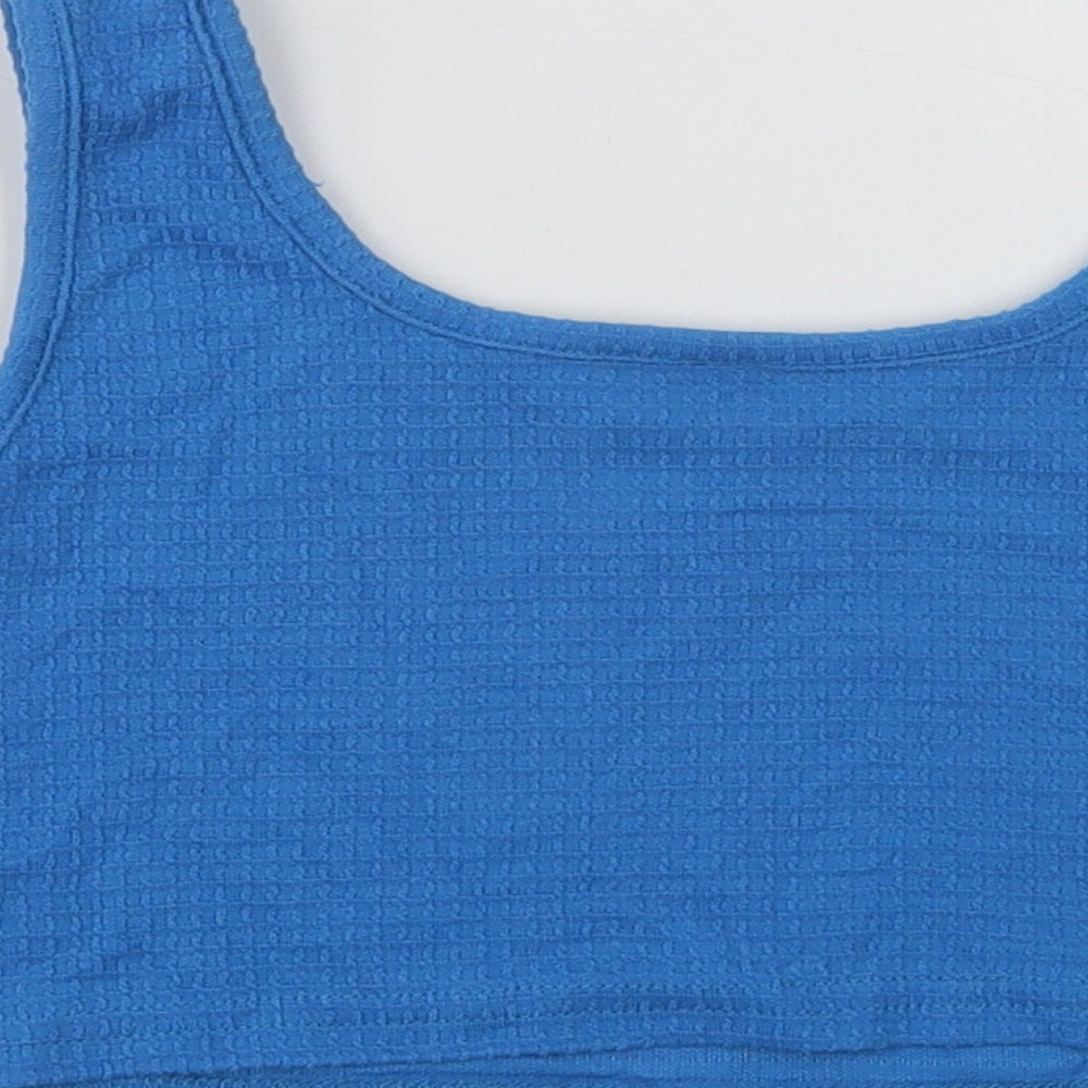 SheIn Girls Blue  Polyester Cropped Tank Size 11-12 Years Scoop Neck  - Lucky