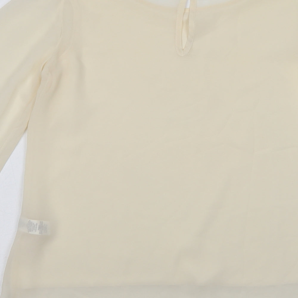Primark Womens Ivory  Polyester Basic Blouse Size 8 Crew Neck - Embellished Cuffs