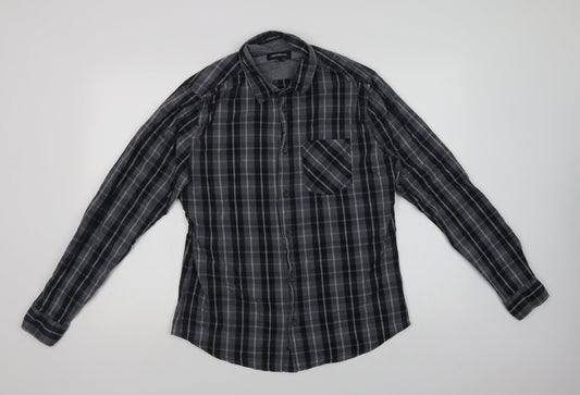 Mens UK Size M Industrialize Grey  Button-Up Long Sleeve Casual Shirt