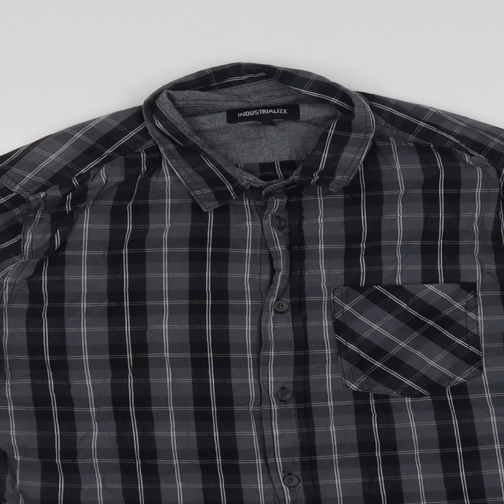 Mens UK Size M Industrialize Grey  Button-Up Long Sleeve Casual Shirt