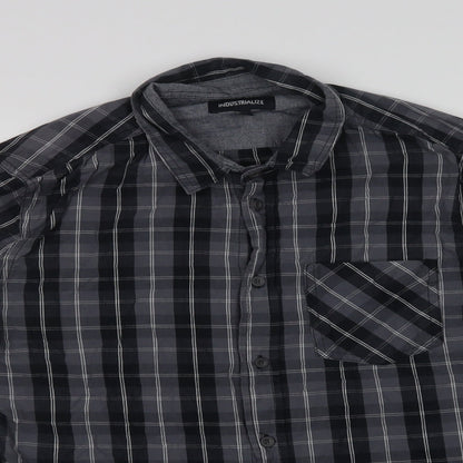 Mens UK Size M Industrialize Grey  Button-Up Long Sleeve Casual Shirt