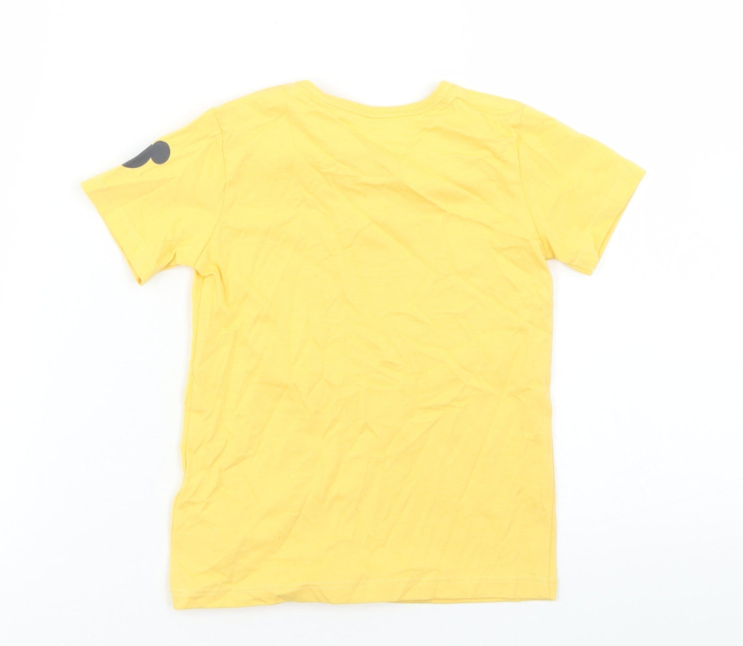 George Boys Yellow  Cotton Basic T-Shirt Size 12-18 Months Crew Neck Snap - Mickey Mouse
