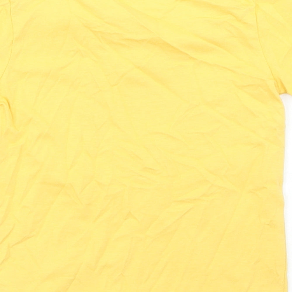 George Boys Yellow  Cotton Basic T-Shirt Size 12-18 Months Crew Neck Snap - Mickey Mouse