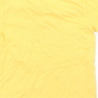 George Boys Yellow  Cotton Basic T-Shirt Size 12-18 Months Crew Neck Snap - Mickey Mouse