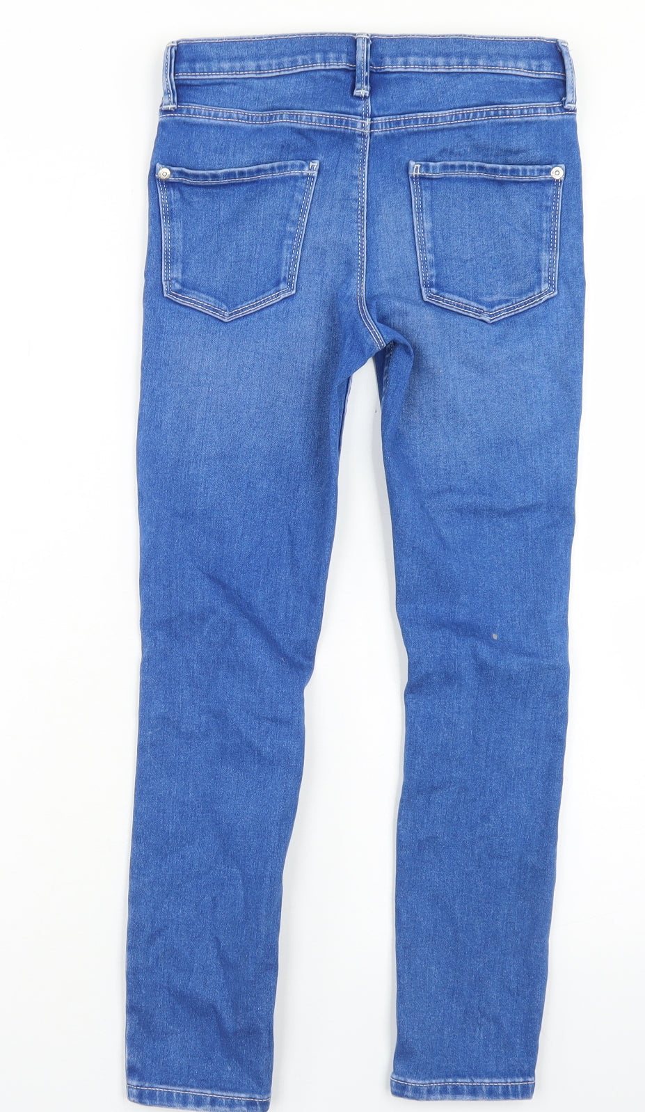 River Island Girls Blue  Cotton Skinny Jeans Size 9 Months  Regular Button - Distressed