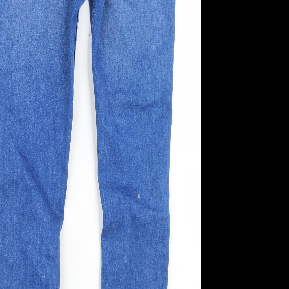 River Island Girls Blue  Cotton Skinny Jeans Size 9 Months  Regular Button - Distressed