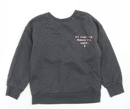 Primark Girls Grey Geometric Cotton Pullover Sweatshirt Size 7-8 Years   - Do What Makes You Happy