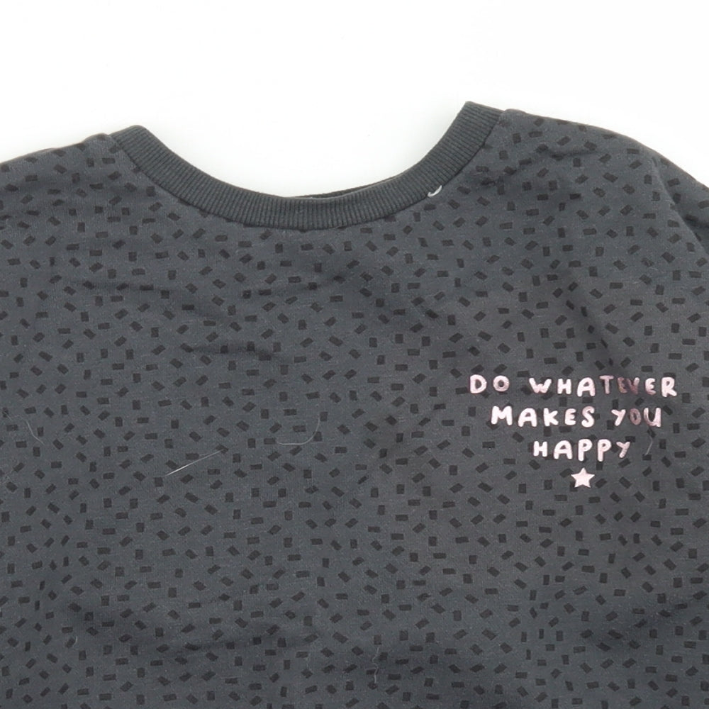 Primark Girls Grey Geometric Cotton Pullover Sweatshirt Size 7-8 Years   - Do What Makes You Happy