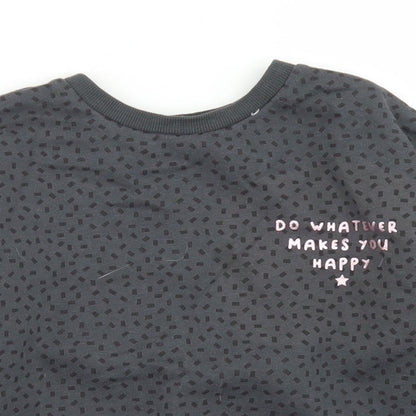 Primark Girls Grey Geometric Cotton Pullover Sweatshirt Size 7-8 Years   - Do What Makes You Happy