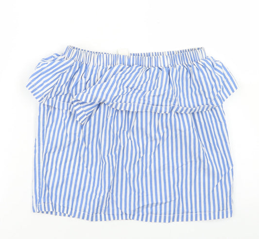 H&M Womens Blue Striped Cotton Straight & Pencil Skirt Size 4