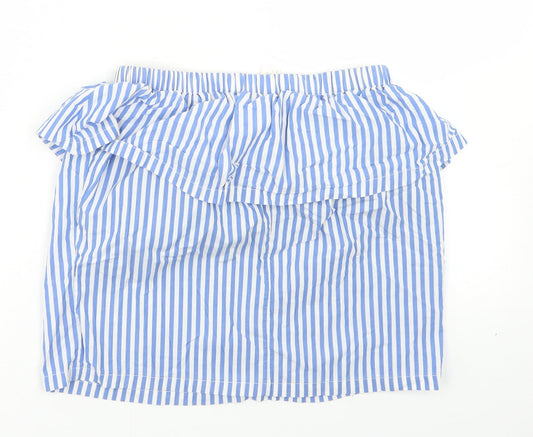 H&M Womens Blue Striped Cotton Straight & Pencil Skirt Size 4