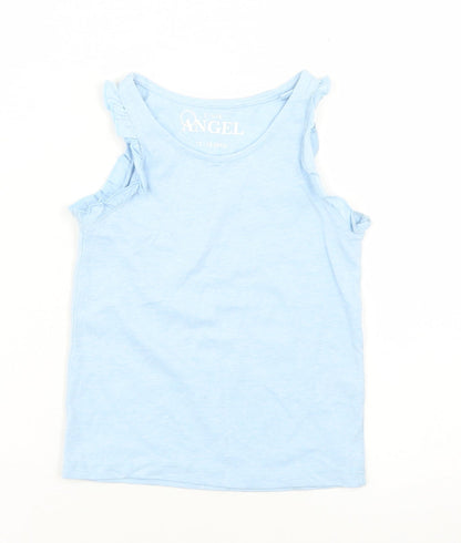 E-vie Angel Girls Blue  Cotton Basic Tank Size 12-18 Months Crew Neck