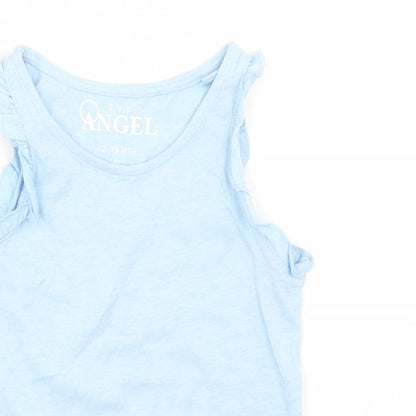 E-vie Angel Girls Blue  Cotton Basic Tank Size 12-18 Months Crew Neck