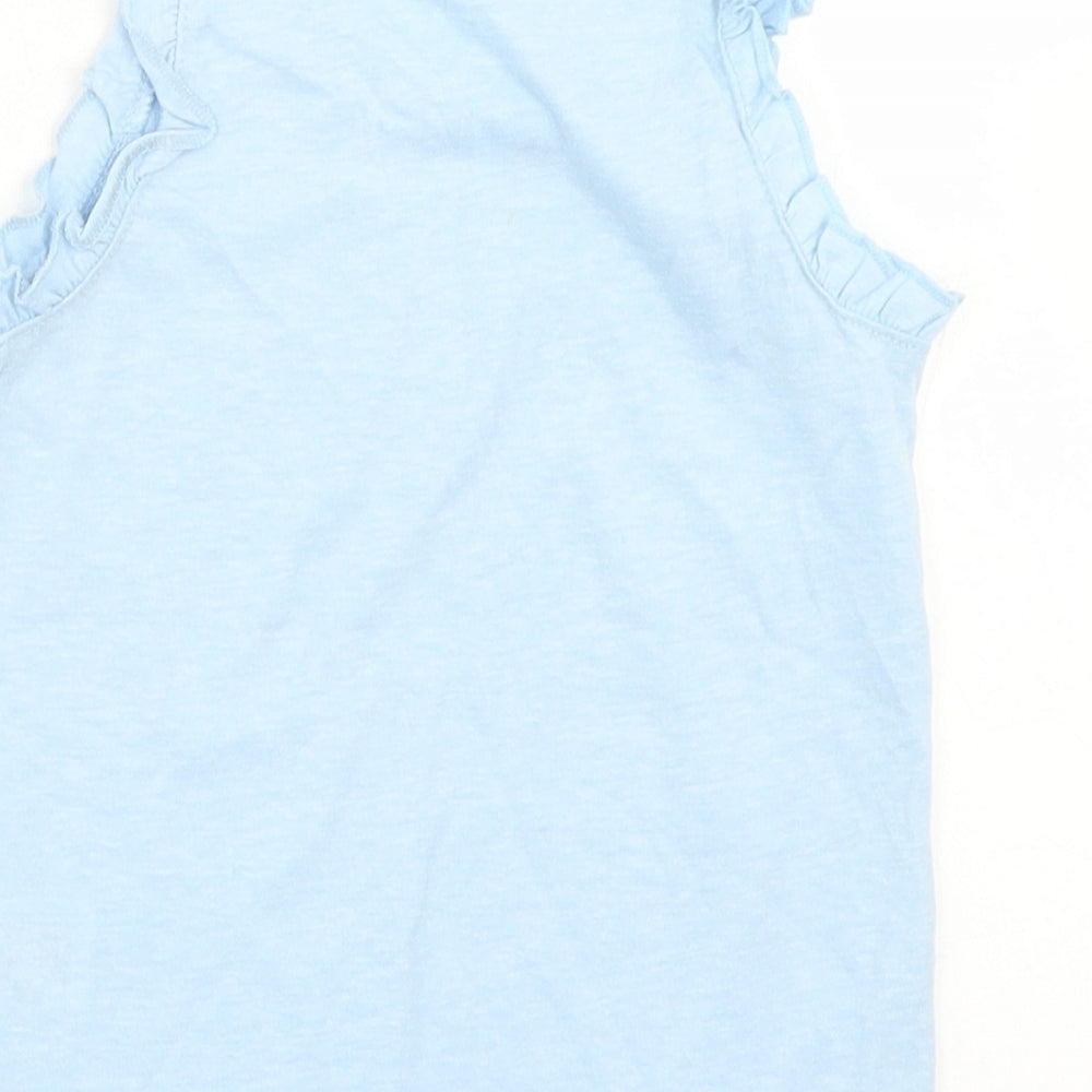 E-vie Angel Girls Blue  Cotton Basic Tank Size 12-18 Months Crew Neck