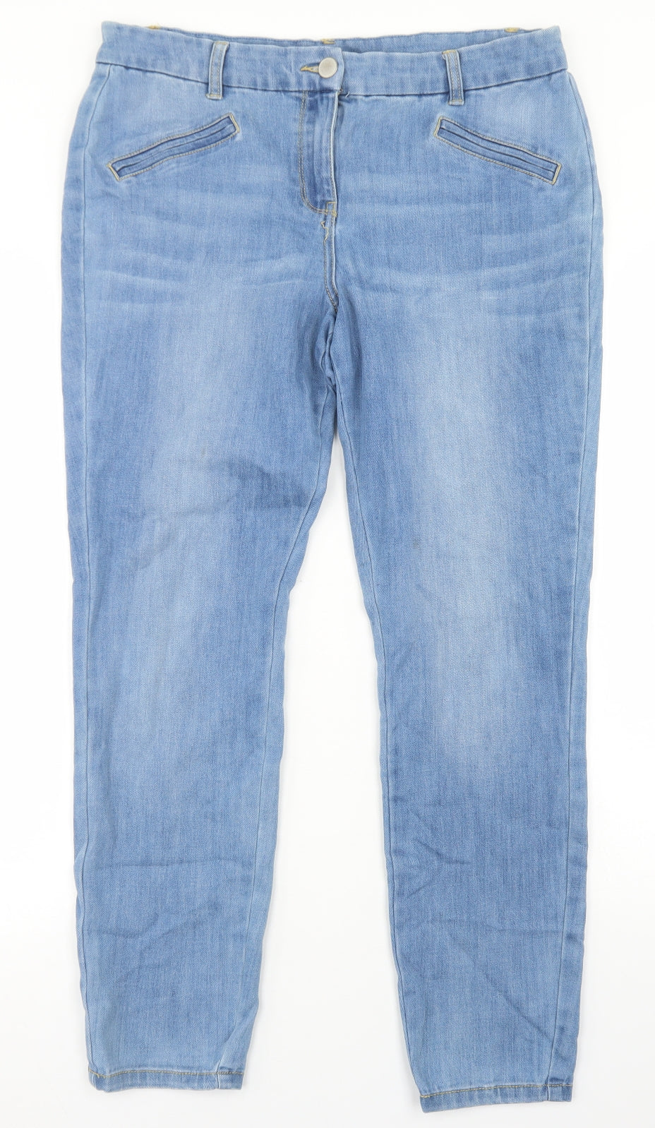 BHS Womens Blue  Cotton Skinny Jeans Size 12 L27 in Regular Button