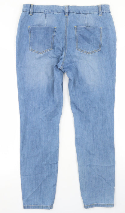 BHS Womens Blue  Cotton Skinny Jeans Size 12 L27 in Regular Button