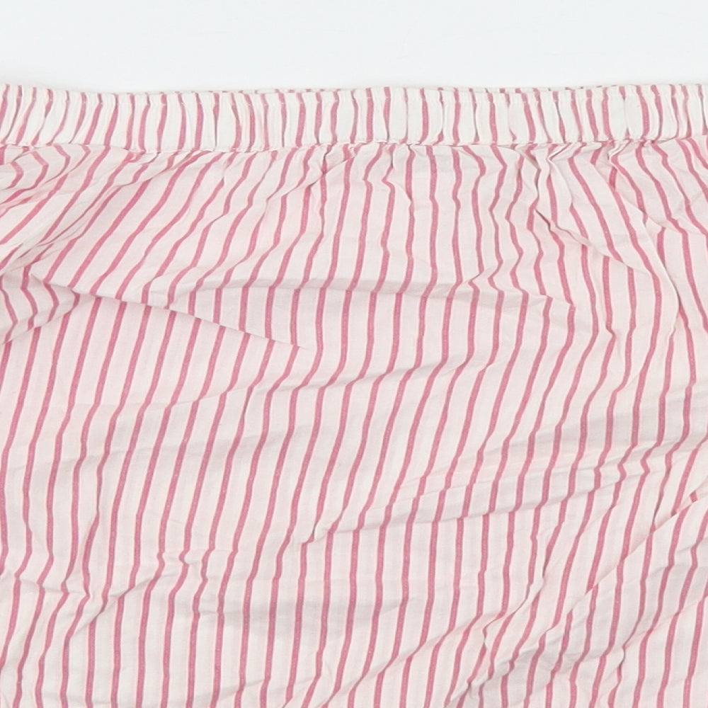 F&F Womens Pink Striped Cotton Basic Blouse Size 10 Off the Shoulder