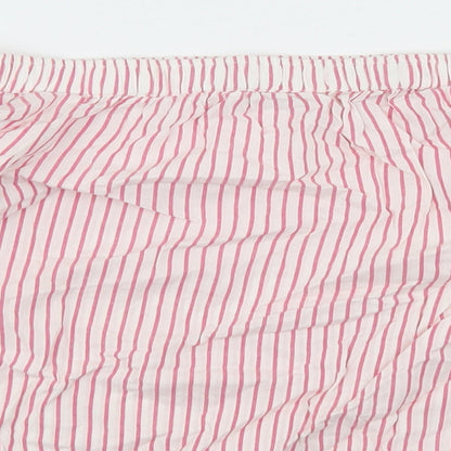 F&F Womens Pink Striped Cotton Basic Blouse Size 10 Off the Shoulder