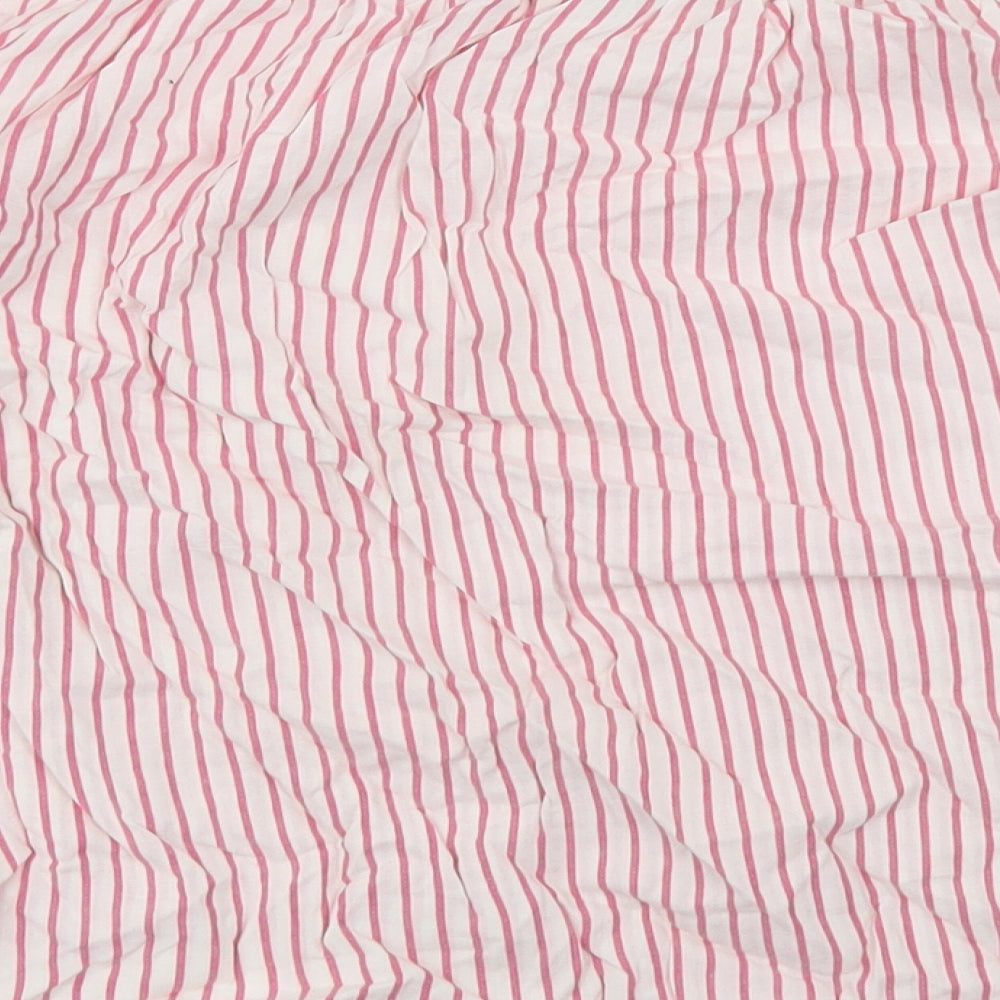 F&F Womens Pink Striped Cotton Basic Blouse Size 10 Off the Shoulder