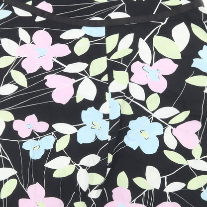 New Look Womens Black Floral Cotton Flare Skirt Size 8   Zip