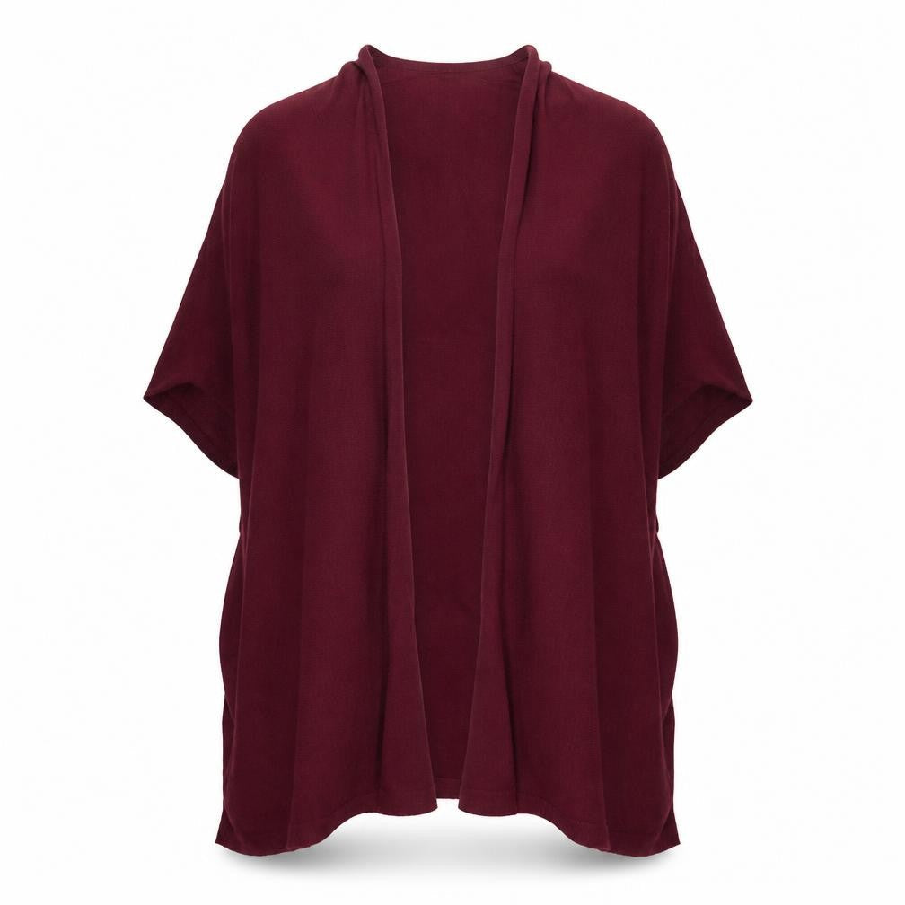 Front view of Next women’s red v-neck viscose cardigan jumper, size XS