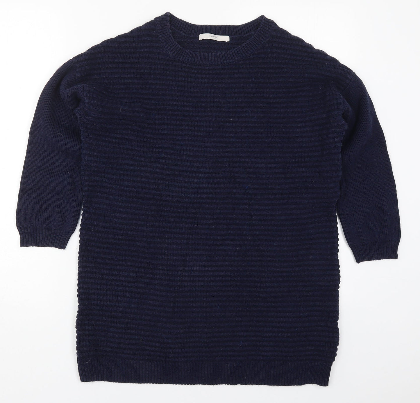 George Womens Blue Round Neck  Cotton Pullover Jumper Size 12