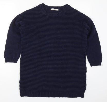 George Womens Blue Round Neck  Cotton Pullover Jumper Size 12