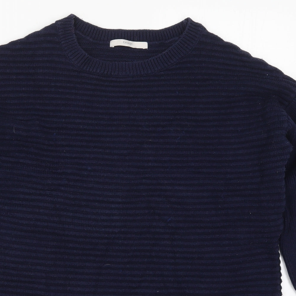 George Womens Blue Round Neck  Cotton Pullover Jumper Size 12