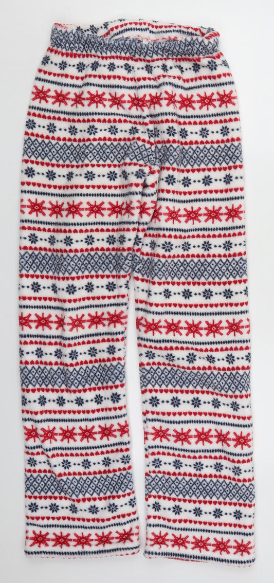 Primark Womens Red Geometric Polyester Trousers  Size 6 L29 in Regular  - Red and Blue Pyjama Pants