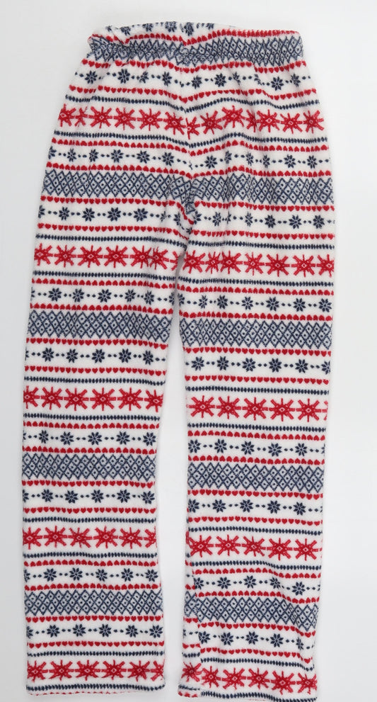 Primark Womens Red Geometric Polyester Trousers  Size 6 L29 in Regular  - Red and Blue Pyjama Pants