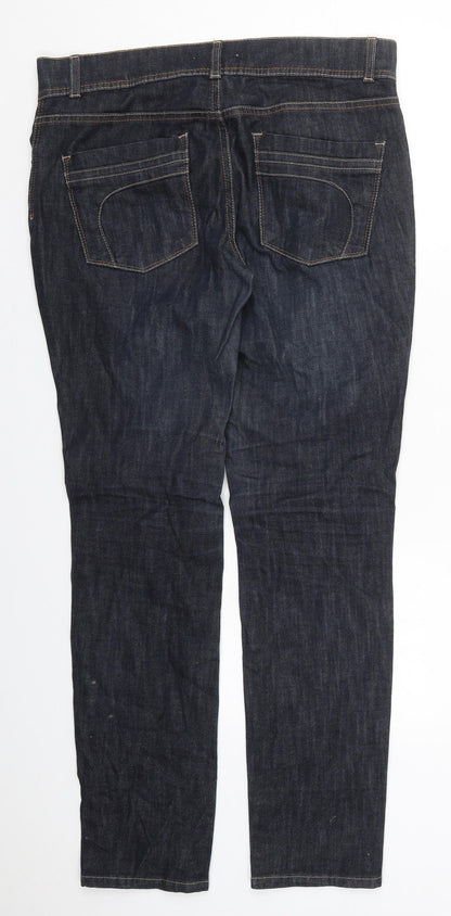 NEXT Womens Blue  Cotton Skinny Jeans Size 12 L30 in Regular Button