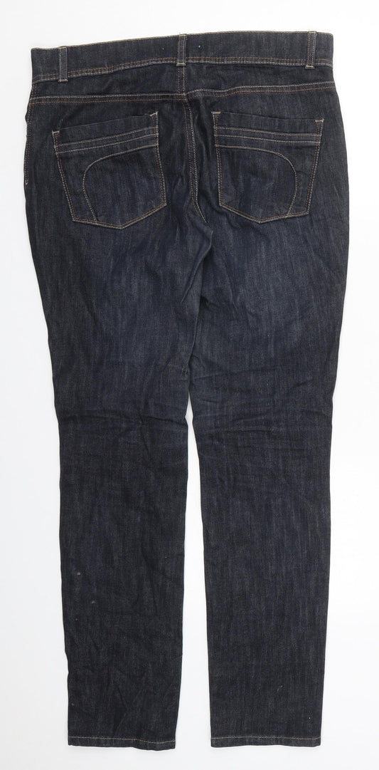 NEXT Womens Blue  Cotton Skinny Jeans Size 12 L30 in Regular Button