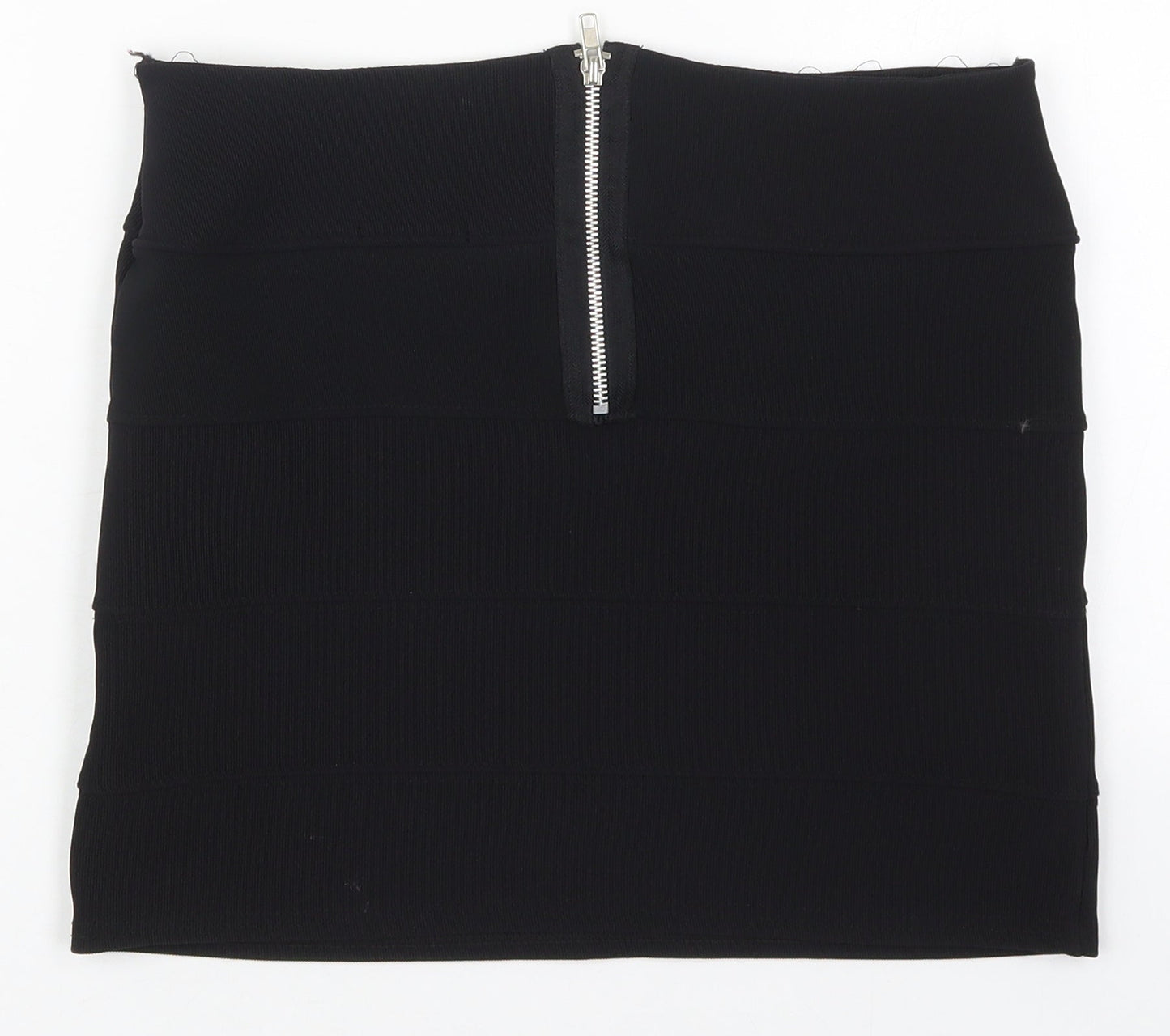 Exhibit Womens Black  Polyester Mini Skirt Size 12  Regular Zip