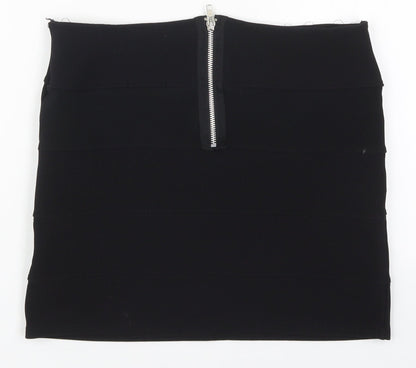 Exhibit Womens Black  Polyester Mini Skirt Size 12  Regular Zip