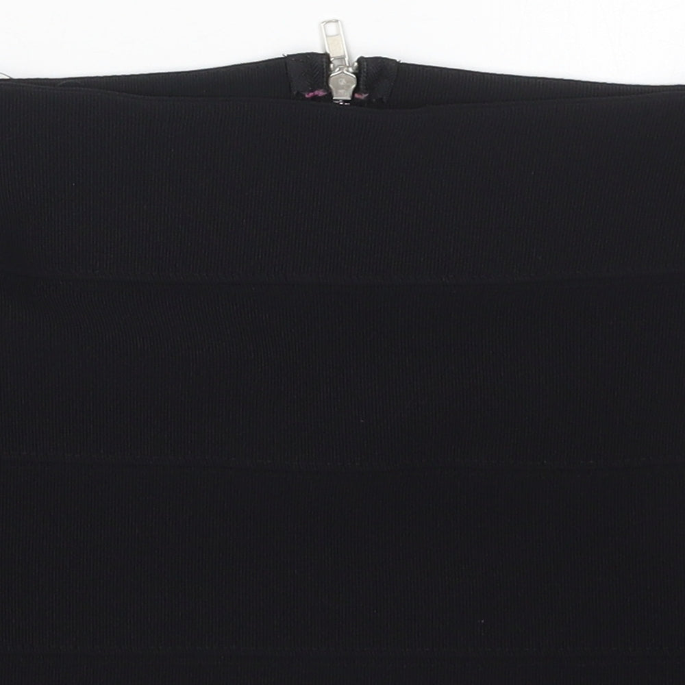 Exhibit Womens Black  Polyester Mini Skirt Size 12  Regular Zip