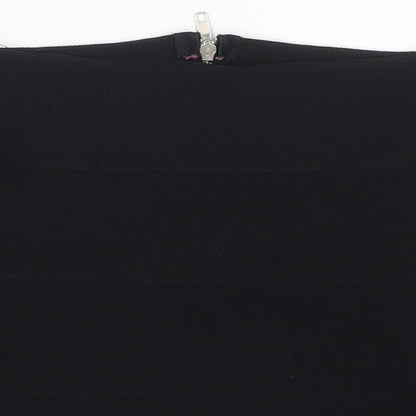 Exhibit Womens Black  Polyester Mini Skirt Size 12  Regular Zip