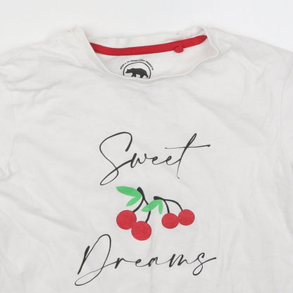 Ridge & Co Girls White  Cotton Basic T-Shirt Size 9-10 Years Crew Neck Pullover - Sweet Dreams