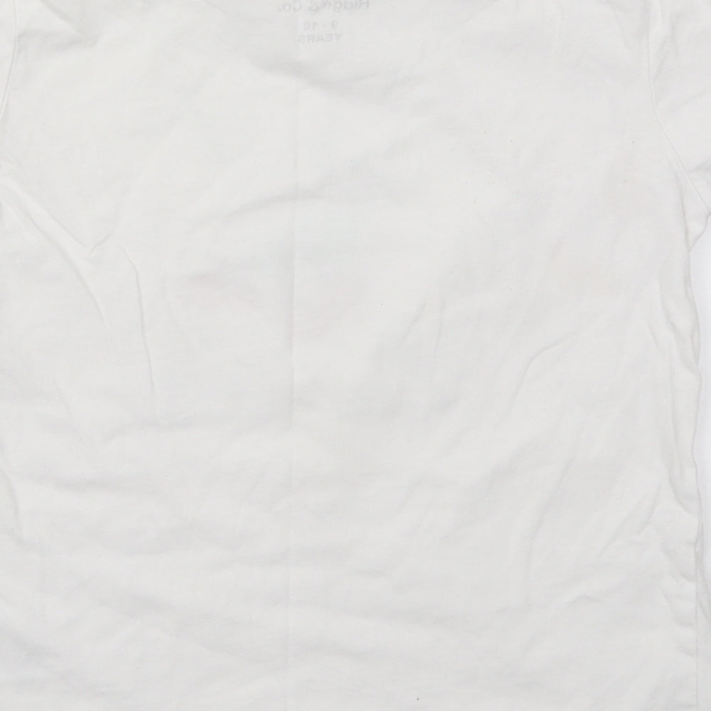 Ridge & Co Girls White  Cotton Basic T-Shirt Size 9-10 Years Crew Neck Pullover - Sweet Dreams