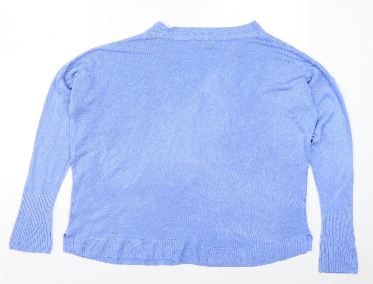 F&F Womens Blue V-Neck  Acrylic Pullover Jumper Size 16