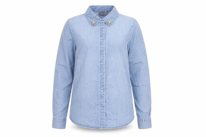 Womens UK Size S Vera Moda Blue Basic Button-Up