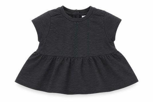 NEXT Girls Grey  100% Cotton Skater Dress  Size Newborn  Round Neck Button - Up to 1 Month