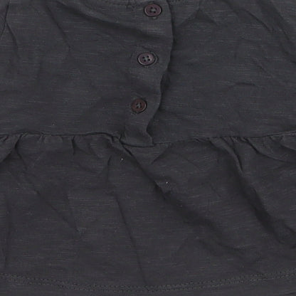 NEXT Girls Grey  100% Cotton Skater Dress  Size Newborn  Round Neck Button - Up to 1 Month