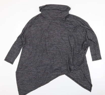 Red London Womens Grey Roll Neck  Viscose Pullover Jumper Size S