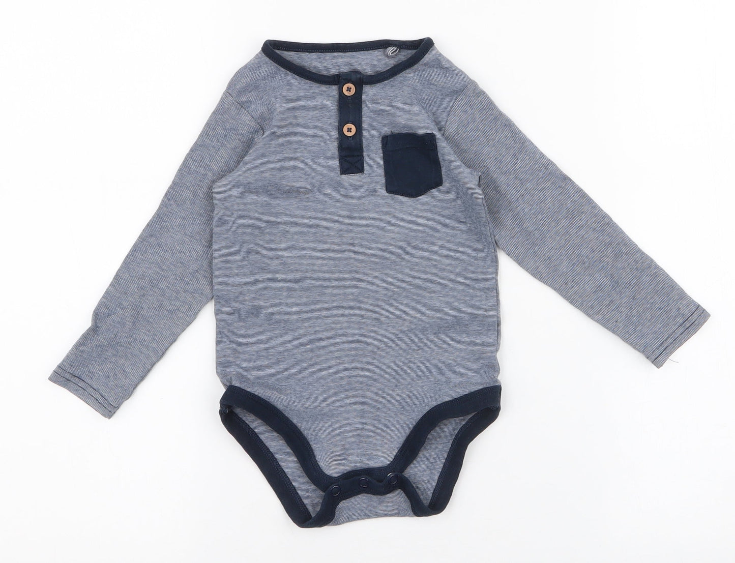 TU Boys Blue Striped Cotton Babygrow One-Piece Size 12-18 Months  Snap
