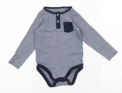 TU Boys Blue Striped Cotton Babygrow One-Piece Size 12-18 Months  Snap