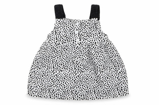 Peacocks Girls White Polka Dot 100% Cotton Pinafore/Dungaree Dress  Size 3-6 Months  High Neck Button