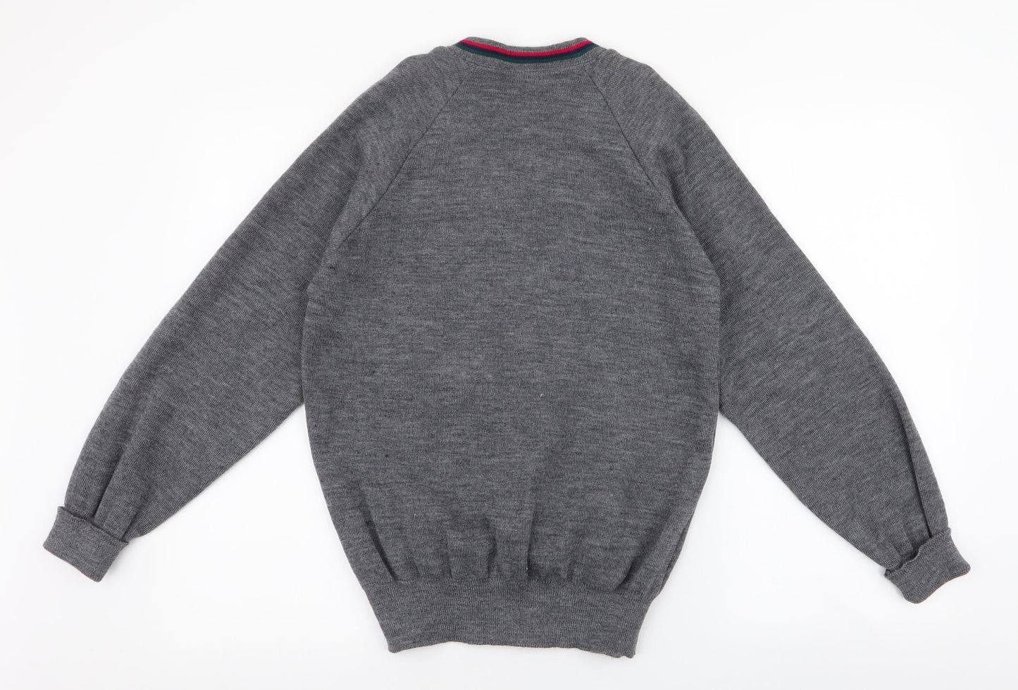 warnocks Mens Grey V-Neck  Polyester Pullover Jumper Size S