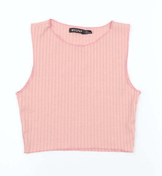 Womens UK Size 6 Misspap Pink Cropped Tank