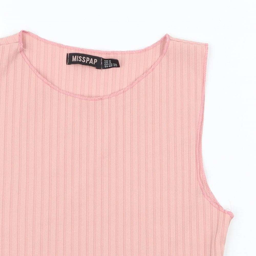 Womens UK Size 6 Misspap Pink Cropped Tank